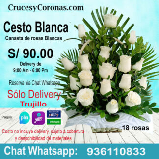 Cesto Rosas Blancas