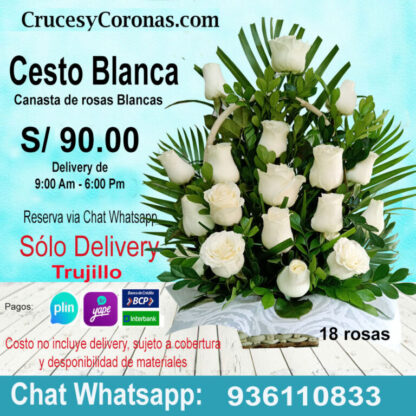 Cesto Rosas Blancas